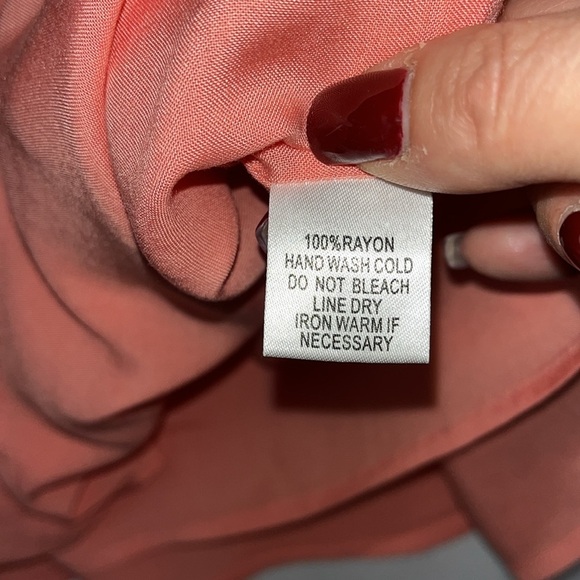 NWTCOTTON CANDY ruffle sleeve pull tie bodice midi length lined dress Sz M Coral - Picture 8 of 9